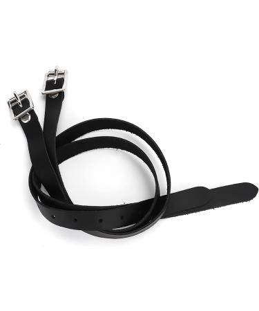 Horse Spur Straps - 19.7in Leather Stirrup Straps with Stainless Steel Buckle | For Children & Adults - Black | Horse Tool Accessories - Buy Online on GoSupps.com