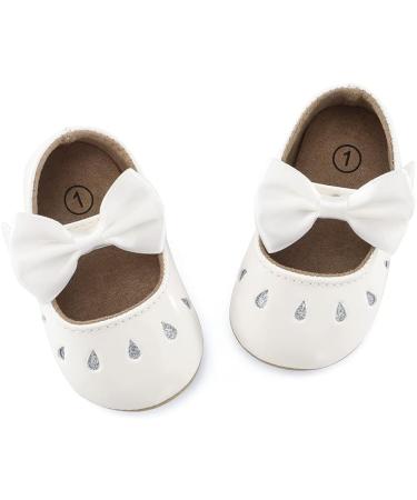 LACOFIA Baby Girls Anti-Slip First Walking Shoes | Infant Bowknot Mary Jane Princess Party Shoes 6-12 Months - White - Buy Online on GoSupps.com
