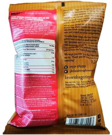 Brown Bag Lightly Salted Cheddar & Onion Oak Smoked Chilli Crisps 60 x 40g - Buy Online on GoSupps.com