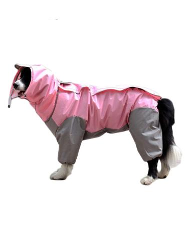 Tfeng dog raincoat with removable hoodie adjustable outdoor tunnel procession dog coat waterproof dog jacket rain jacket with hood and collar hole 10 sizes (pink) 16 (back length: 40cm) pink