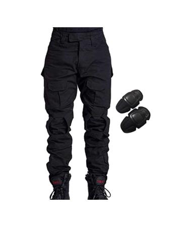 HANSTRONG GEAR Military Army Tactical Airsoft Paintball Shooting Trousers Combat Men's Trousers with Knee Pads Bk 32W