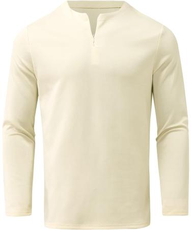 Men's Slim Fit Zipper Polo Shirt - Khaki | Fall/Summer Long Sleeve Business Casual Top - Buy Online on GoSupps.com