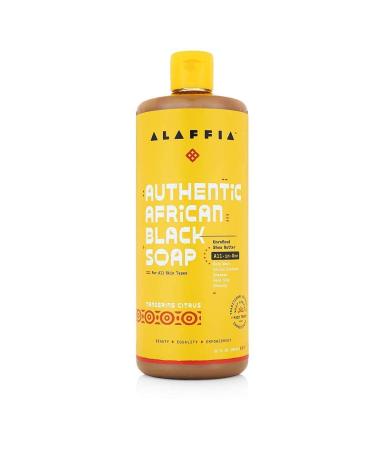 Authentic African Black Soap - Alaffia Skin Care 32 Fl Oz | All-in-One Body Wash, Face Wash, Shampoo & Shaving Soap with Fair Trade Shea Butter & Tangerine Citrus - Buy Online on GoSupps.com