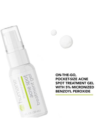 Humane Acne Spot Treatment Gel - 5% Benzoyl Peroxide for Blemish Relief - Aloe Vera and Licorice Root Extract - Vegan & Cruelty-Free - 1 Fl OZ - Buy Online on GoSupps.com