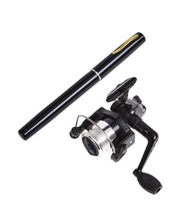 Mini fishing rod mini pen look fishing rod bag fishing rod portable rotating wheel fishing rod winter outdoor fishing rod fishing accessories black