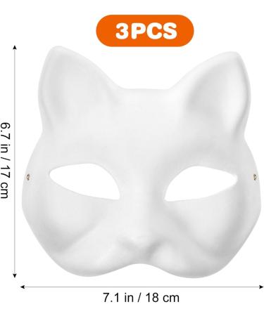 Stobok Cat Masks - Set of 3 Unfinished White Halloween Party Props - DIY Empty Masks for Fun & Creative Costumes - Buy Online on GoSupps.com