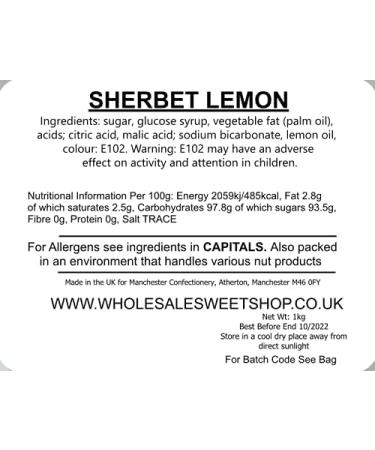 Ellies Jellies Sherbet Lemons-Retro Sweets-Lemon Sherbet - 1kg Bag-Hard-Boiled-Individually Wrapped - Buy Online on GoSupps.com