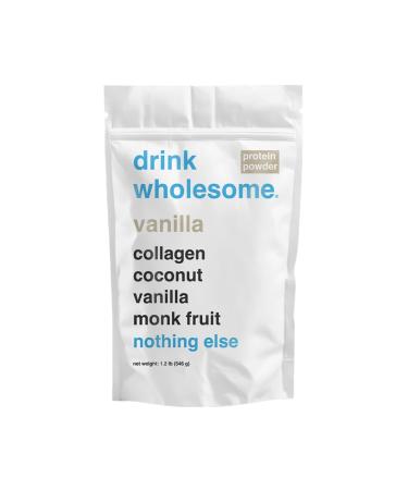 drink wholesome Vanilla Collagen Protein Powder for Sensitive Stomachs | Minimally-Processed Whole-Food Protein | Additive-Free Dairy-Free Gluten-Free | Low FODMAP