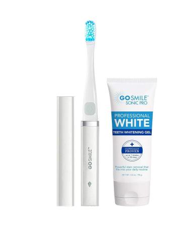 Go Smile Smart Sonic On-The-Go Blue Light Technology Whitening Kit - Dentist Recommended Electric Toothbrush & Professional Tooth Enamel Whitener & Stain Remover Whitening Gel - No Sensitivity  White