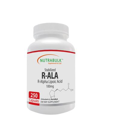 R-ALA (Alpha Lipoic Acid) 100 mg Capsules - Contains Antioxidants - Supports Cellular and Overall Wellbeing | Free from Milk Egg Artificial Sweeteners Gluten Yeast - 250 Capsules