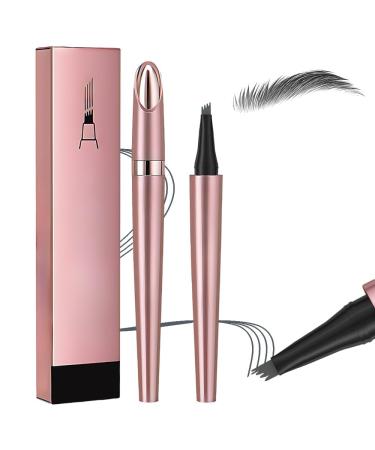 Microblading Eyebrow Pen 2024 New 3D Waterproof Microblading Eyebrow Pencil 4-Tip Waterproof Eyebrow Pen Natural Makeup Long-Lasting Fine Stroke Magic Eyebrow Pencil (Gray)