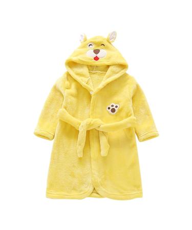 Miyanuby Baby Boys Girls Bathrobe Soft Flannel Langarm Animal Hoodie Morning Mantle Night Lashing Homewear For Children Baby Boys Gift 4-5 Years Bear Yellow