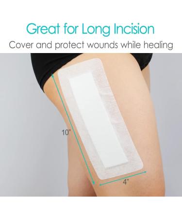 10 Pack Knee Replacement Incision Dressings - Breathable 4x10 Inch Adhesive Island Bandage for Post-Surgery Recovery - Ideal for Hip Replacement Wounds - Non-Woven Gauze Pads for Men & Women - Buy Online on GoSupps.com
