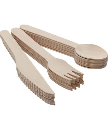Disposable Wooden Utensils Biodegradable Compostable Cutlery Sets Alternative to Plastic Cutlery 50 Forks 50 Spoons 50 Knives - Buy Online on GoSupps.com