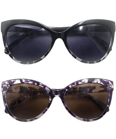 HYKaada 2 Pairs Invisible Line Cateye Bifocal Reading Sunglasses for Women - 1 Smoke & 1 Brown Lens, 2.5x - Buy Online on GoSupps.com
