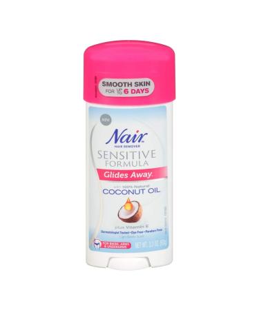 Nair Hair Remover Sensitive Glide Away Coconut Oil 3.3 Ounce (Pack of 6)