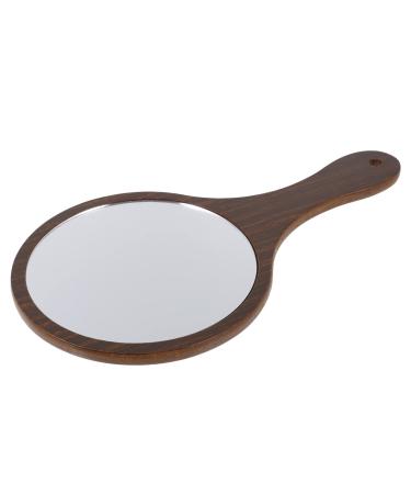 Beaupretty Mirrors Handheld Makeup Mirror Portable Wood Handle Mirror Retro Vanity Pocket Mirror Outdoor Travel Mirror for Women Ladies Yellow Wood Round Wooden Mirror Round Mirror Yellow Wood 29.7x16.7cm