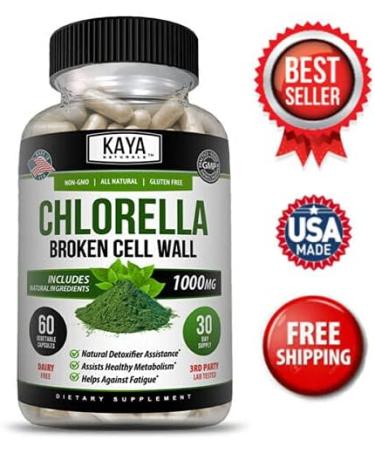 Kaya Naturals Organic Chlorella Broken Cell Wall Capsules - Liver Cleanse Detox Formula - Superfood & Detox Supplement - 60 Veggie Capsules - Buy Online on GoSupps.com