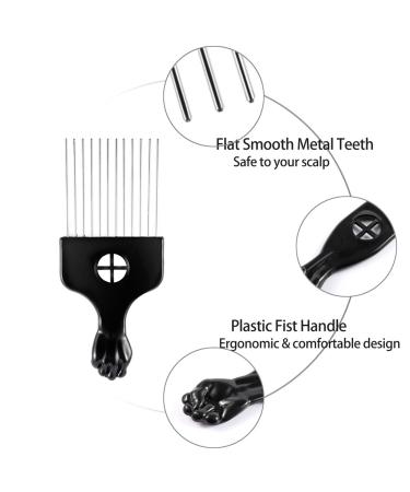 CAREHOOD 3 Pack Metal Hair Pick Set for Curly Hair - Wide Tooth Afro Pick for Men and Women - Hair Styling Tool for Wig, Braid, and Detangling - Buy Online on GoSupps.com