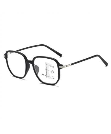 Fashion Multifocus Large Square Frame Reading Glasses Blue Light Blocking Readers Anti Glare Glasses for Unisex(Couleur:Silver Grandeur:1.5x)