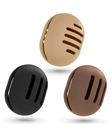 Fauxomor make-up sponge holder-3 pieces breathable silicone Beauty flender travel bag for all sizes of make-up sponge frosted portable cosmetic tool black+coffee+khaki 1 piece (3-pack) C-black+khaki