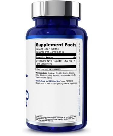1MD Nutrition CoQ10 - for Heart Health & Cellular Energy Production - Health Supplement for Men & Women - Coenzyme Q10 Softgel - 60 Days 60 Count (Pack of 1) - Buy Online on GoSupps.com