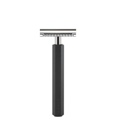 M HLE safety razor - Hexagon series - closed comb - aluminum anodized graphite silver black 1 piece (1 pack)