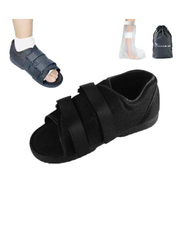 WEEOATAR Adjustable Post-op Shoe Medical Walking Shoe with Magic Sticker Recovery Shoe for Post-surgery Broken Foot or Toe Stress Fractures Bunions or Hammer Toe for Left or Right Foot(WL) WL Black