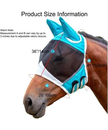 Horse Fly Mask Horse Eye Mask Extended View Mosquito Protection Removable for Horses S Blue Green - Buy Online on GoSupps.com