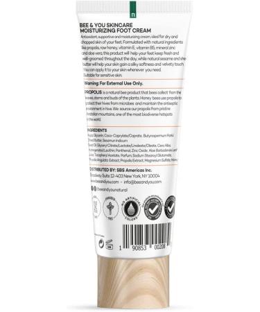 BEE and YOU Healthy Feet Natural Foot Cream for Dry Cracked Feet Fast Absorbing & Extra Protection with Mineral Zinc Oxide Shea Butter Vitamin B5 Raw Honey and Bee Propolis 1.69 fl. oz  - Buy Online on GoSupps.com