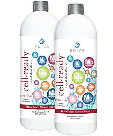 Eniva Cell Ready Ionic Multi Minerals Concentrate with Natural Flavors Magnesium Zinc Chromium Liquid Minerals Selenium + More | Rapid Absorption | Supports Nutritional Balance - 2 Pack 64 Ounce