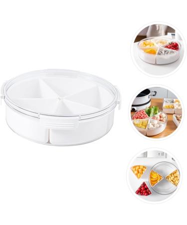 Mikinona Dried Fruit Plate Lunchbox Party Tray with Lid Candy for Kids Serving Candy Boxes Section Round Tray 26X7.5CM White - Buy Online on GoSupps.com