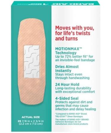 Band-Aid Skin-Flex Adhesive Bandages, All One Size, 25 Count (Pack of 3) - Buy Online on GoSupps.com