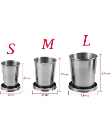 Stainless Steel Camping Mug Folding Cup Portable Outdoor Travel Collapsible Cup - Large Size (250ml) with Keychain - Pack of 1 - Buy Online on GoSupps.com
