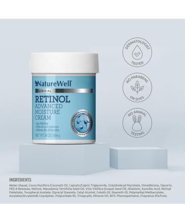 NATUREWELL Clinical Retinol Advanced Moisture Cream - 16 Oz 1 Pound - Face, Body & Hands - Boosts Skin Firmness, Enhances Skin Tone - No Greasy Residue - Includes Pump - Pack of 1 - Buy Online on GoSupps.com