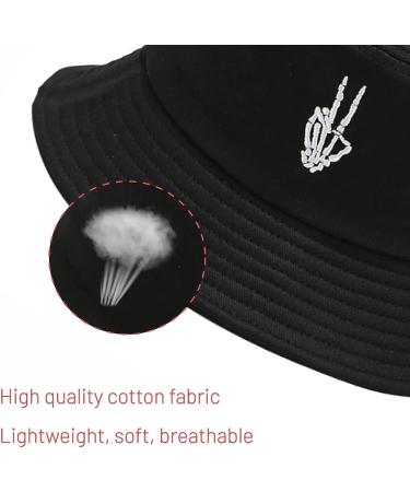 Cotton Bucket Hat for Women and Men | Summer Sun Beach Cap | Unisex Fisherman Hat with Skeleton Fingers Design - Buy Online on GoSupps.com