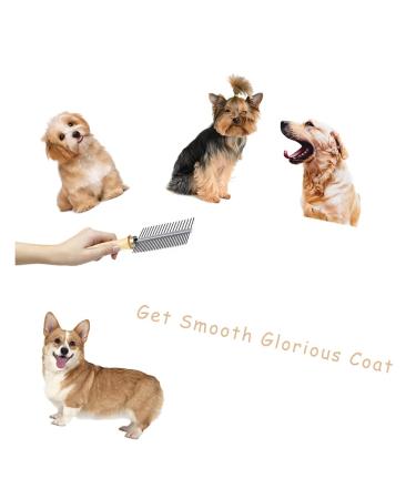 Dog Cat Pet Double-Sided Grooming Brush with Wooden Handle Stainless Steel Tooth - Buy Online on GoSupps.com