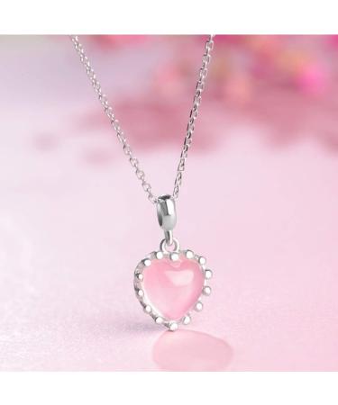 DNCG Quartz Healing Crystal Necklace Natural Pink Crystal Healing Crystals Necklace Heart Pendant Necklaces Quartz Jewelry for Womens Girls Ladies Crystal Point Pendant Necklace - Buy Online on GoSupps.com