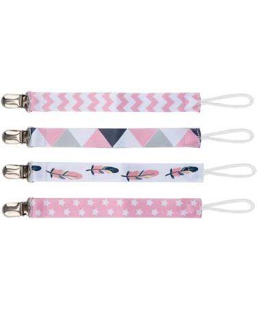 Atyhao Baby Pacifier Clip Set - 4 Modern Cotton Strap Holders | Universal Nipple Clips for Baby Shower Gifts & Plush Toys - Buy Online on GoSupps.com