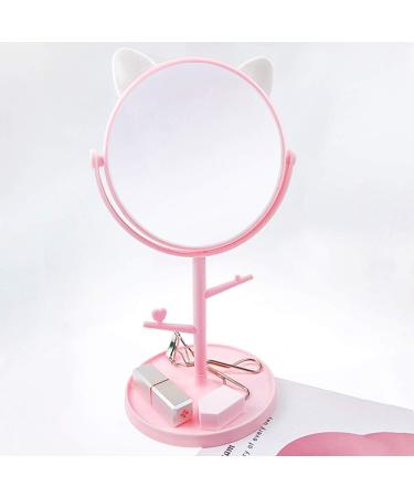 Louphee Cute Cat Ears Desk Mirror - Kawaii Vanity Mirror for Bathroom or Bedroom in Pink - Buy Online on GoSupps.com