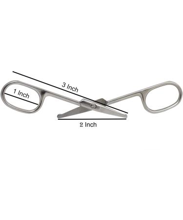 3.75" Nose Hair Trimmer Scissors - Round Tip for Ear Eyebrow Beard & Mustache - Silver | International Shipping Available - Buy Online on GoSupps.com