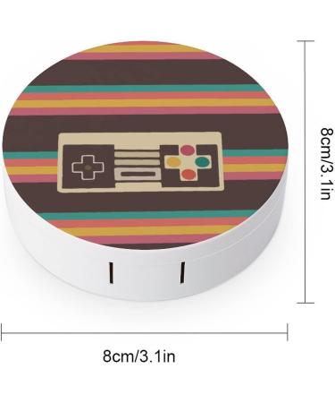 Retro Video Game Controller Round Case For Contact Lens Kit Storage Box with Mirror Printed - Buy Online on GoSupps.com