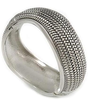 Avalaya Burn Silver Textured Bangle Hinged, Wavy Design - Buy Online on GoSupps.com