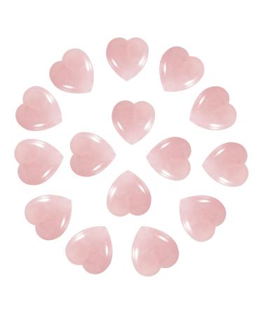 Soulnioi Healing Crystal Rose Quartz Crystal Heart Shape Love Worry Stone for Healing Reiki Meditation Therapy Stress Relief Home Decoration 20x20x10mm 15Pcs Rose Quartz_15pcs