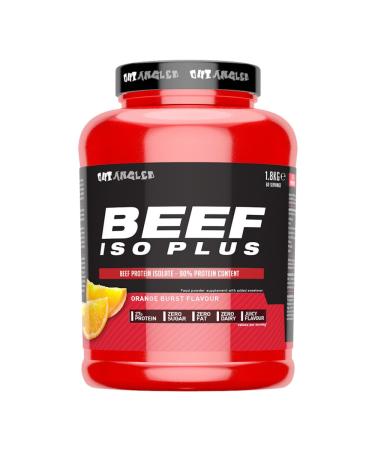 OUT ANGLED Beef Iso Plus Zero Fat Zero Sugar 90% Beef Protein Isolate with BCAAs Glutamine EAAs and Coenzyme Q10-1.8kg (Orange Burst)