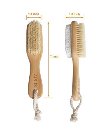 Aisilk Foot Bristle Brush & Pumice Stone Combo - Exfoliator for Pedicures, Calluses Remover - Wooden Handle with Rope - Body & Feet Scrubber for Massage, SPA, Sauna - 1 Count - Buy Online on GoSupps.com