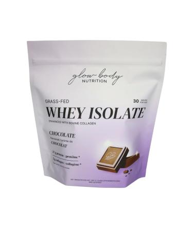 Glow Body Nutrition Glow Protein - Chocolate | 2lbs - 30 servings | 25g Protein 5g Collagen | Grass-Fed Whey Isolate Whey Protein Powder Collagen Powder Collagen Protein Protein Powder for Women Collagen Supplement Protein Powder| Sucralose-Free Gluten-Fr