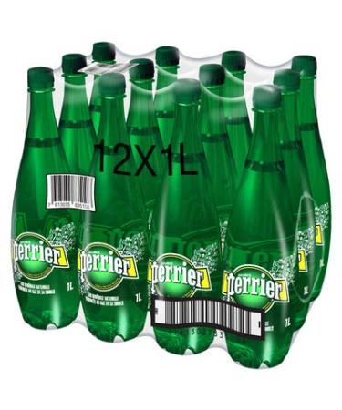 Perrier Natural sparkling mineral water - 12 bottles of 1L