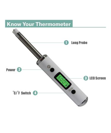 Dipwand Surface Temperature Reader | Portable Thermometer with Long Probe Sensor, RGB Backlight LCD Screen White - Buy Online on GoSupps.com
