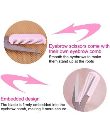 Pink Stainless Steel Eyebrow Grooming Shear Scissors with Plastic Comb - AKOAK 1 Count - Buy Online on GoSupps.com
